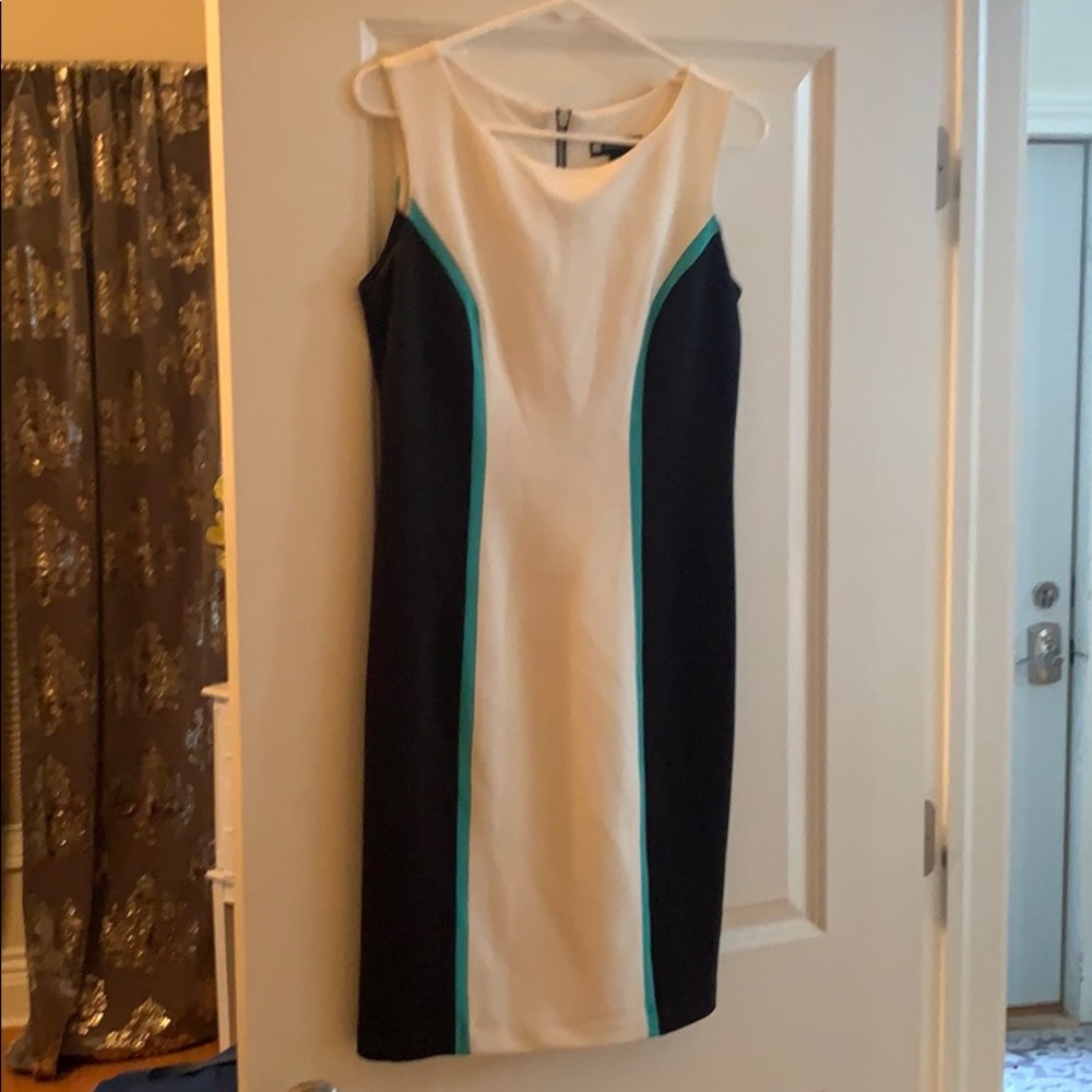 Scuba color block shift dress